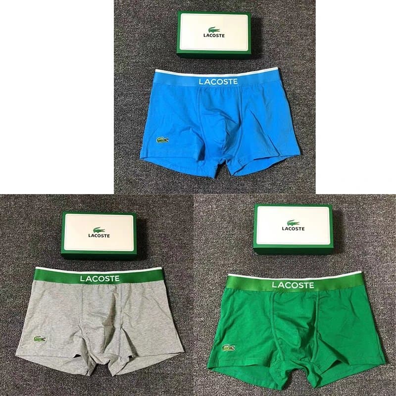 Fendi Boxer Brief Logo Waistband — LACOSTE 灰+蓝+绿 礼盒装