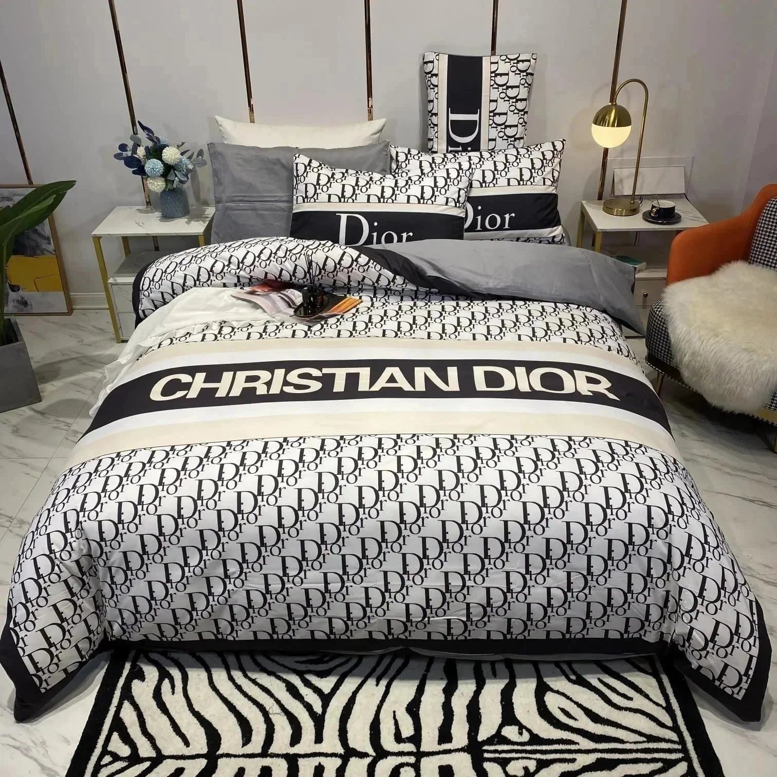 Dior Bedding Set Oblique Logo Print