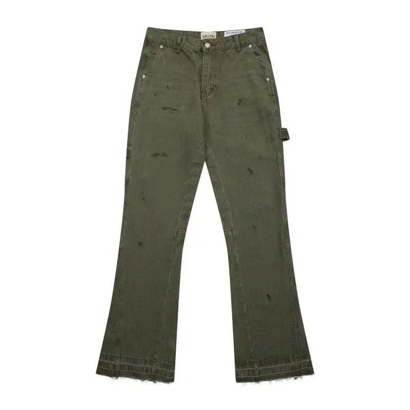 Distressed Flare Jeans Paint Splatter & Patched — 19