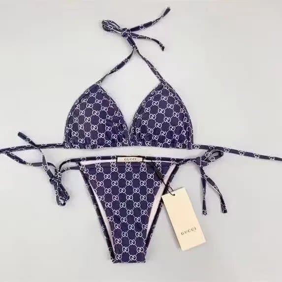 Gucci GG Monogram Bikini Set Beige Brown Print — 31
