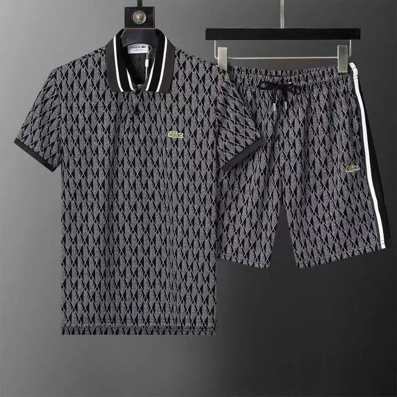 Lacoste Polo and Shorts Set Diamond Pattern