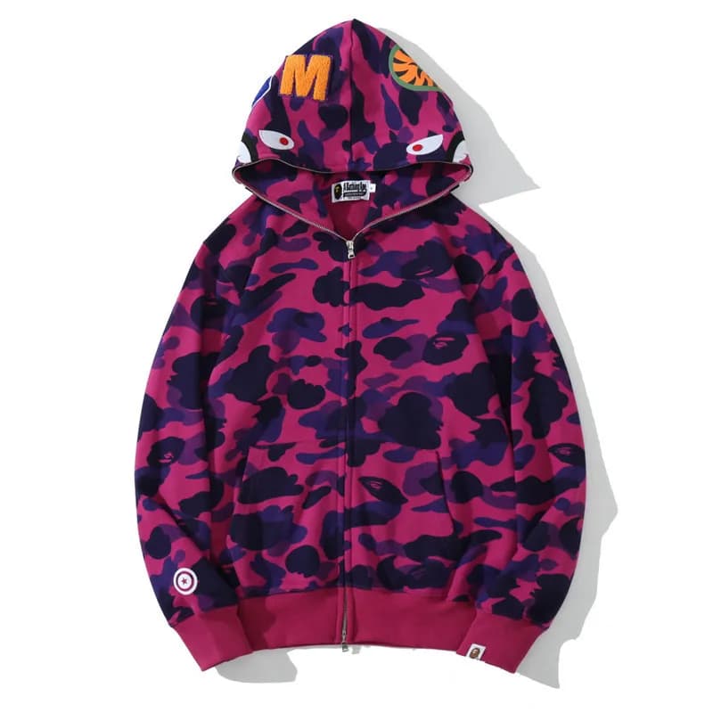 BAPE Full Zip Hoodie Camouflage Shark — GHA2403123