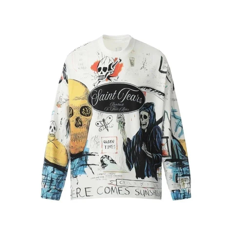 Saint Laurent Long-Sleeve Graphic Sweatshirt Flame Print — 07