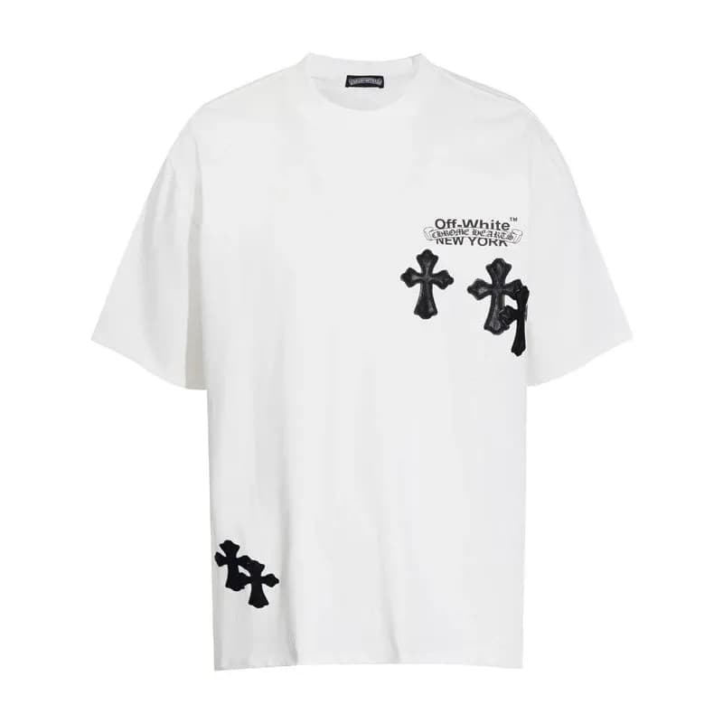 Chrome Hearts Cross Logo T-Shirt White with Black Crosses