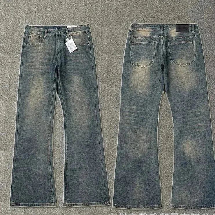 Distressed Flare Jeans Paint Splatter & Patched — 25