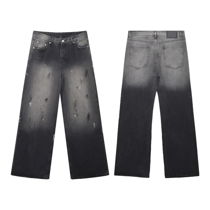 Acne Studios Wide-Leg Jeans Gradient Wash with Distressed Details