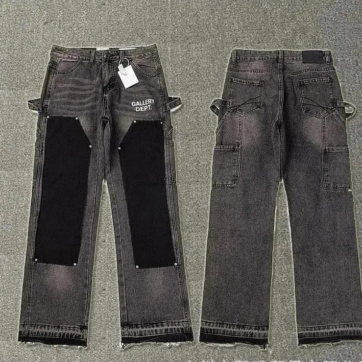Distressed Flare Jeans Paint Splatter & Patched — 27