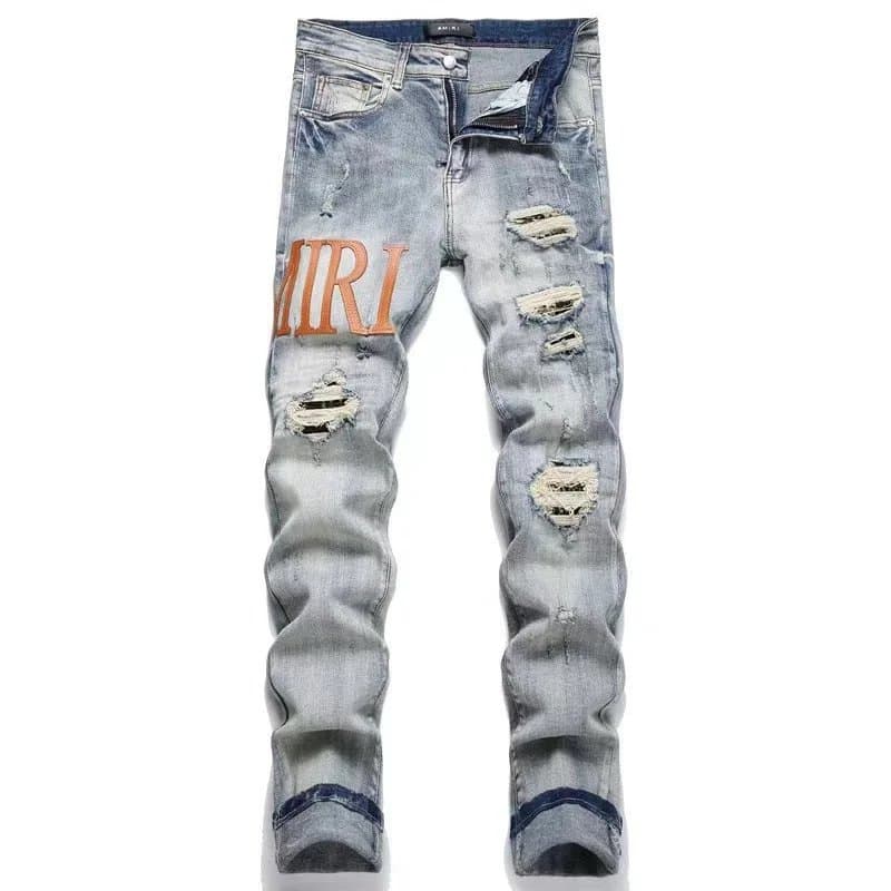 Amiri Distressed Jeans MIRI Logo Patch