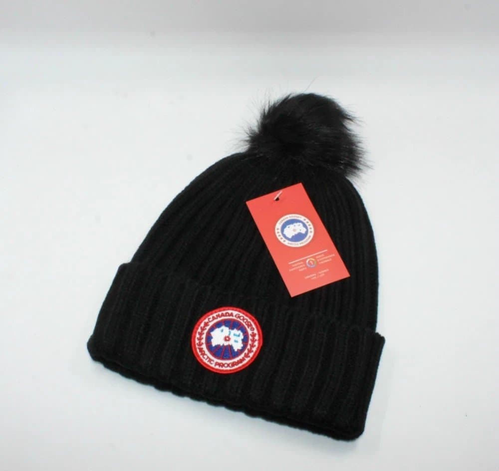 Canada Goose Ribbed Beanie Arctic Program Patch — 020# 黑色
