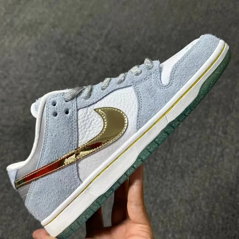 Nike Dunk Low Sail Light Blue Metallic Gold