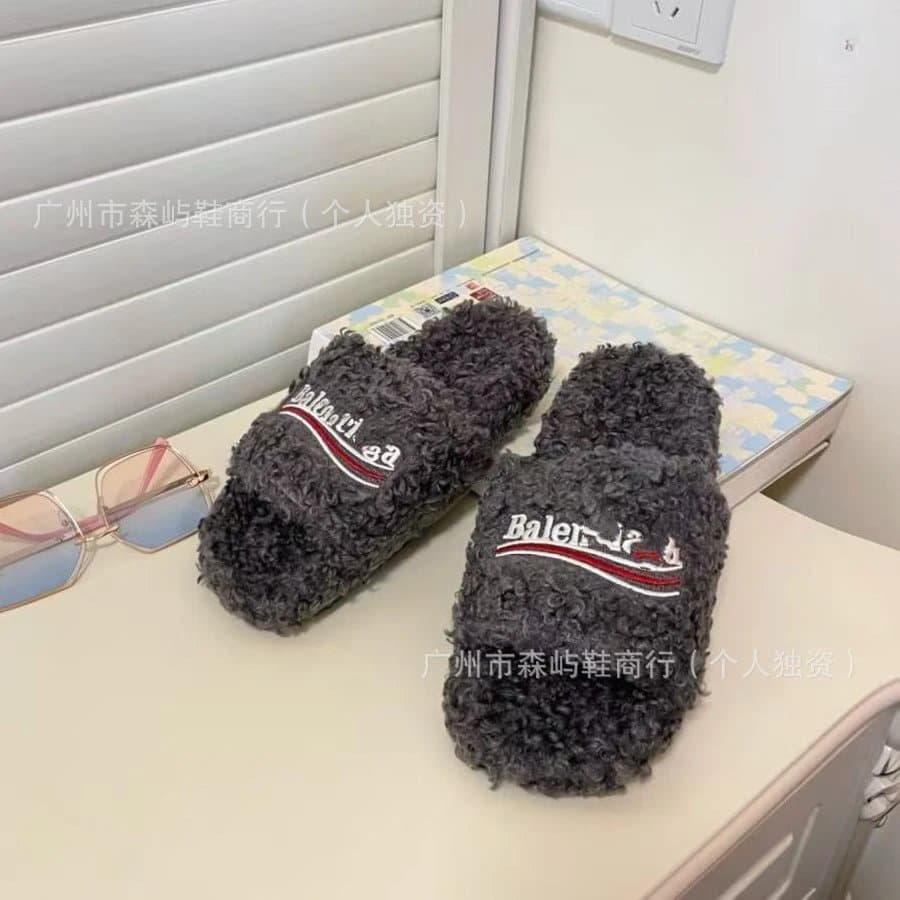 Balenciaga Triple S Slide Shearling Logo
