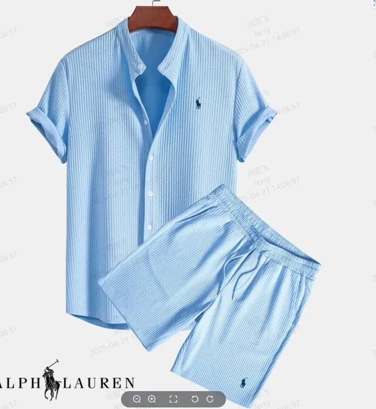 Polo Ralph Lauren Short-Sleeve Shirt & Shorts Set Ribbed Cotton