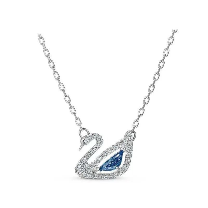 Swarovski Swan Necklace Crystal-Encrusted with Blue Stone