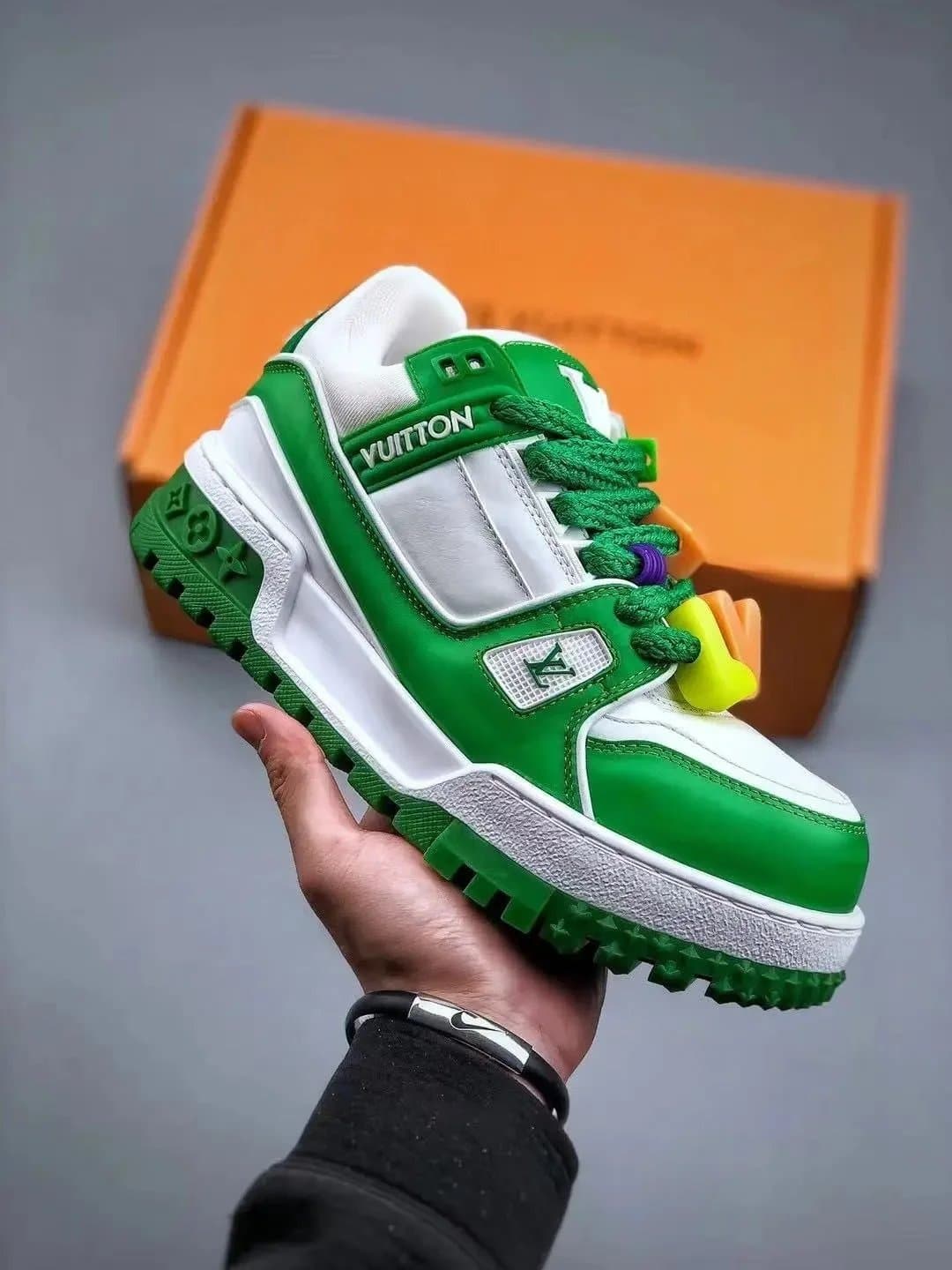 Louis Vuitton LV Trainer Green and White