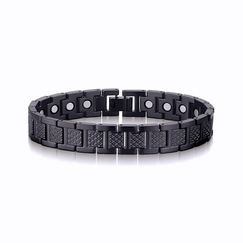 Chrome Hearts Magnetic Link Bracelet Textured Plate Design — Black magnetic [standard version]