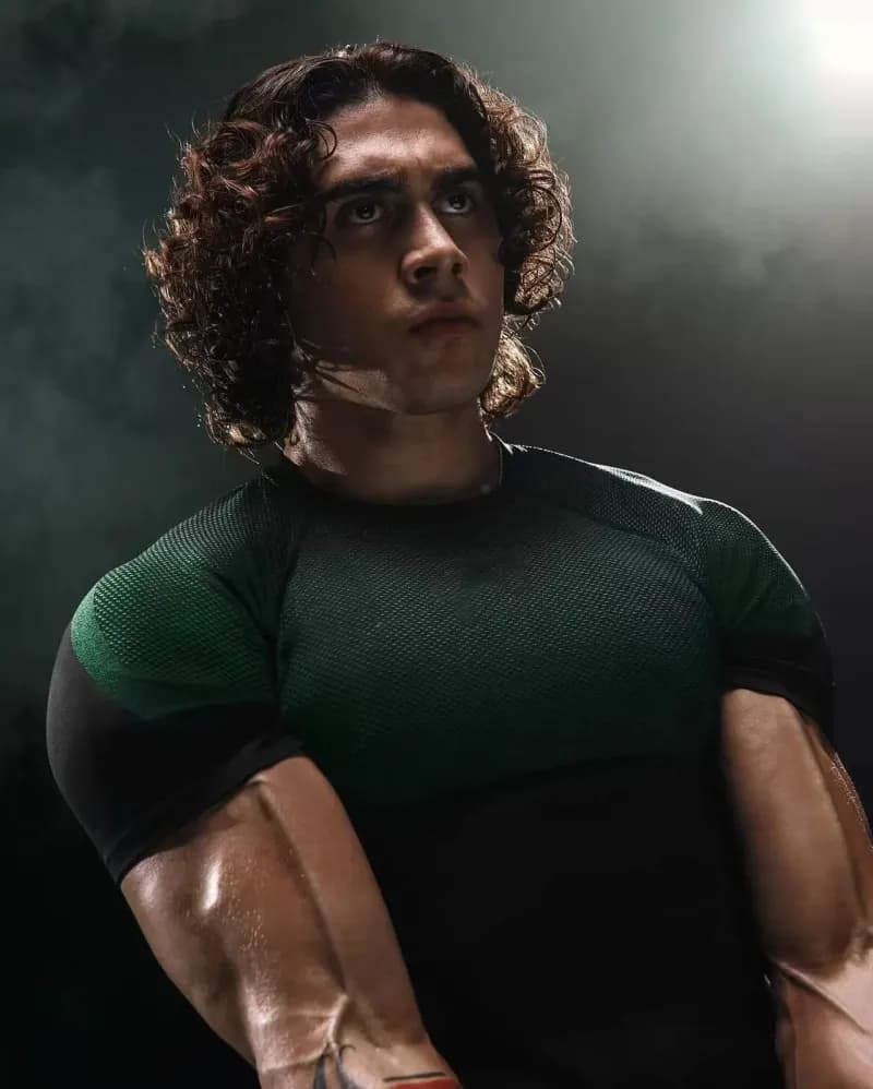 Lululemon Compression T-Shirt Mesh Panel — 黑绿-纯色