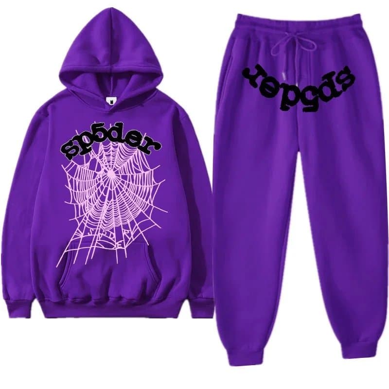 Corteiz Hoodie and Joggers Set 555 Graphic — 1紫色