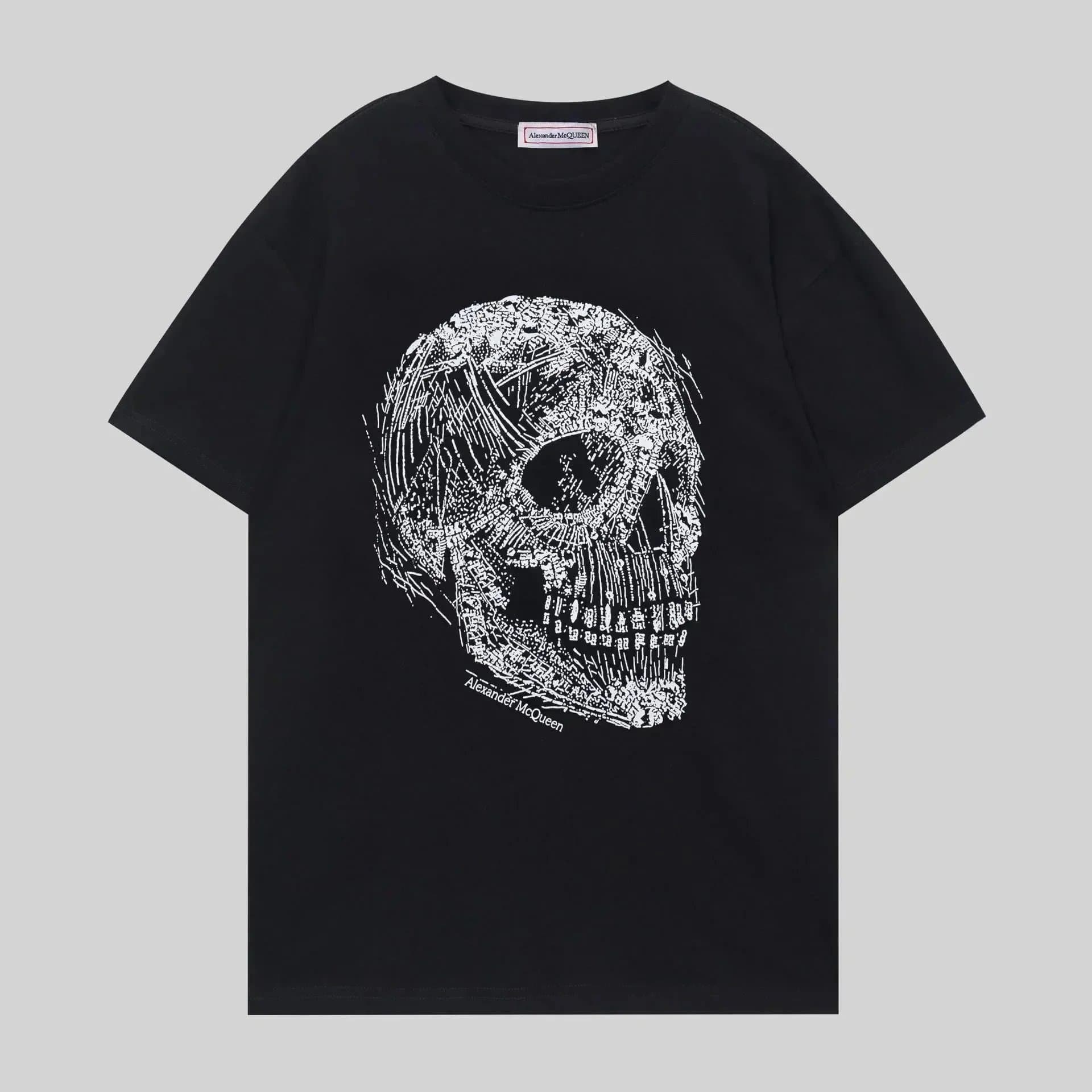 Alexander McQueen Graphic T-Shirt Floral Logo Print — G1090黑