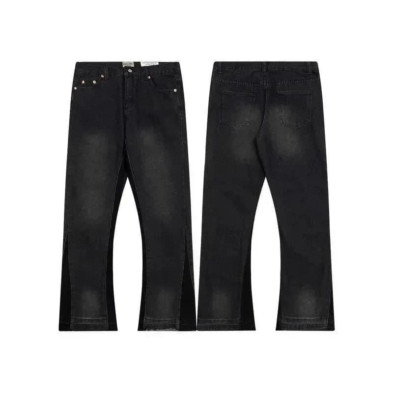 Distressed Flare Jeans Paint Splatter & Patched — 3