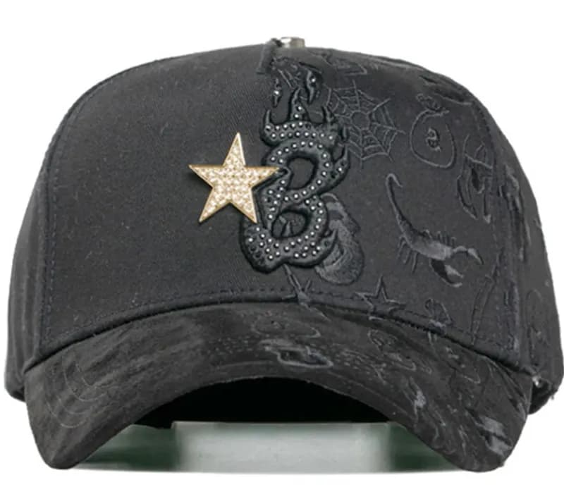 Broken Planet Snapback Cap Quilted Cross Embellished — CS13