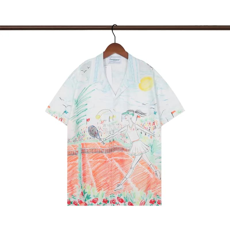 Casablanca Printed Short-Sleeve Shirt Palace Print — Q220 diagram