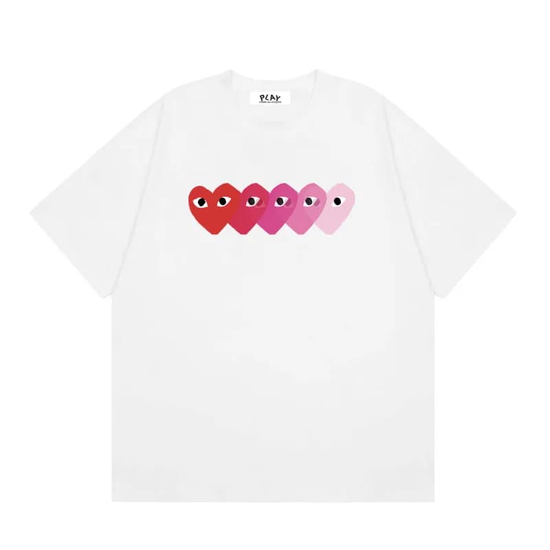 Comme des Garçons Heart Logo T-Shirt Five Hearts Gradient