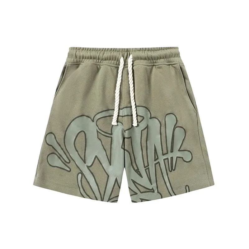Gallery Dept. Graffiti Shorts Olive with Outline Print