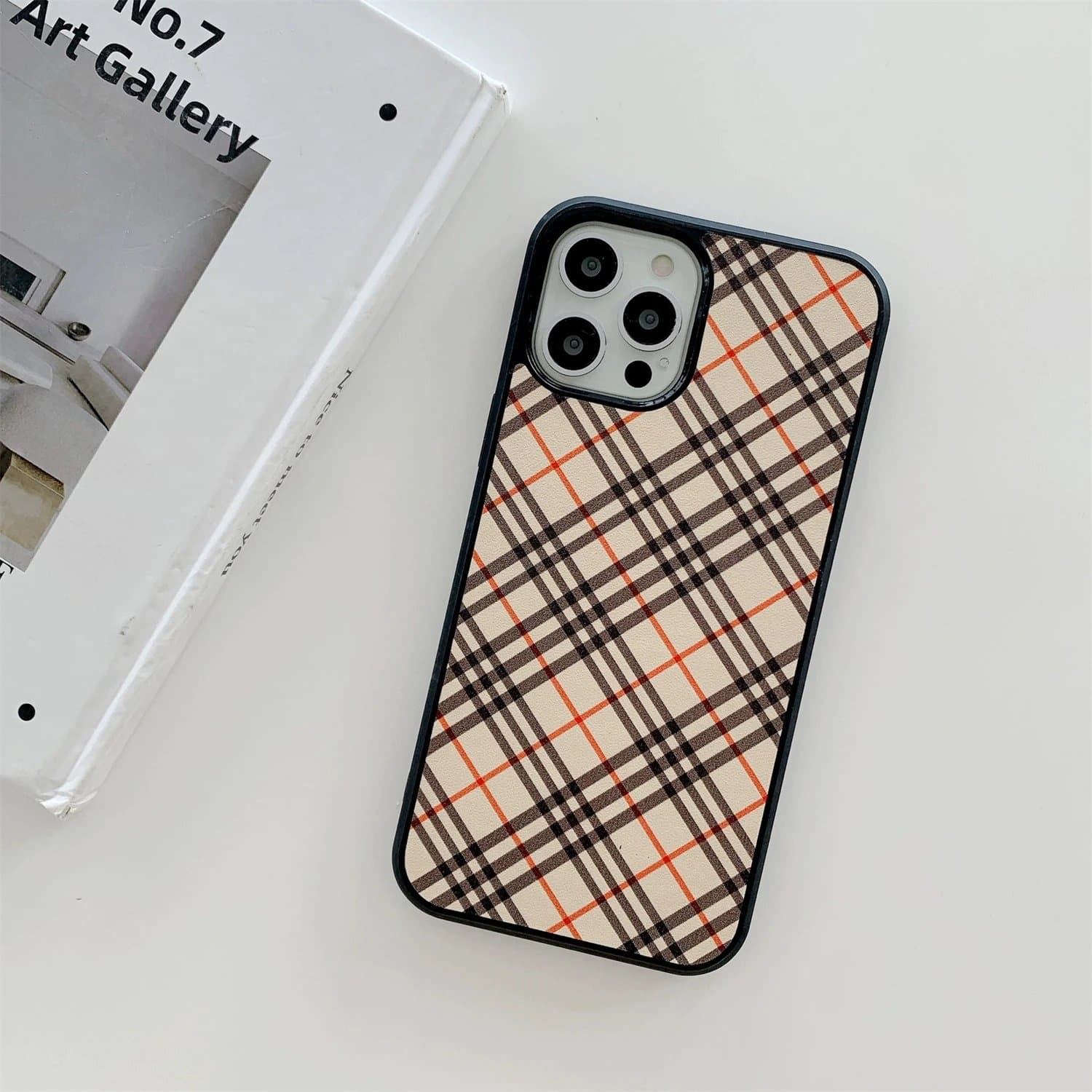 Burberry Phone Case Haymarket Check with Equestrian Knight — LZJ022