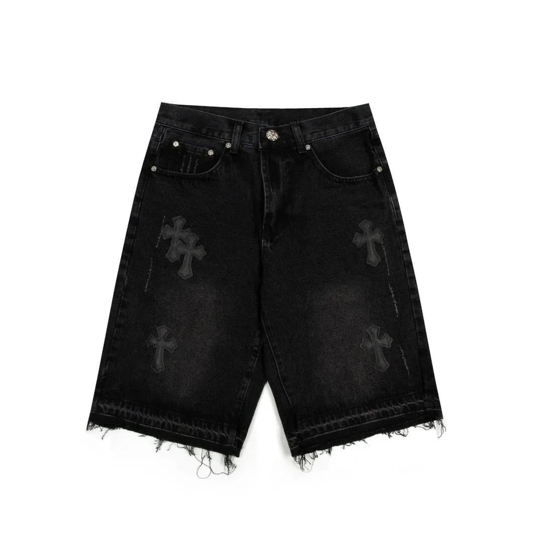 Chrome Hearts Denim Shorts Cross Embroidery