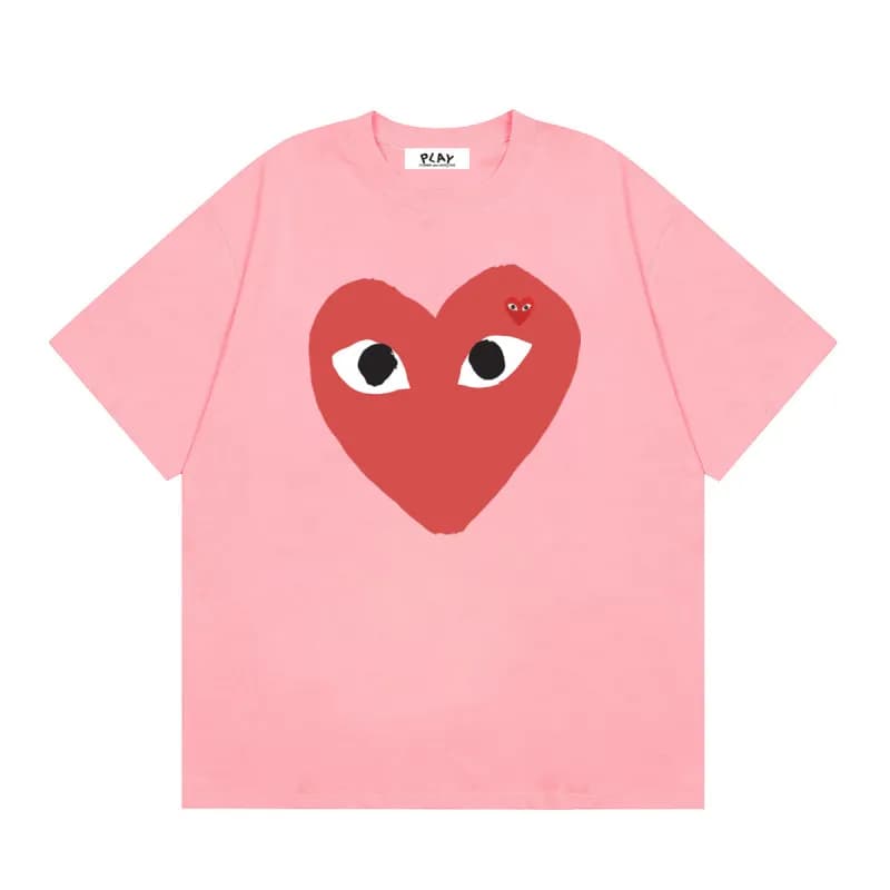 Comme des Garçons Heart Logo T-Shirt Pink with Red Heart