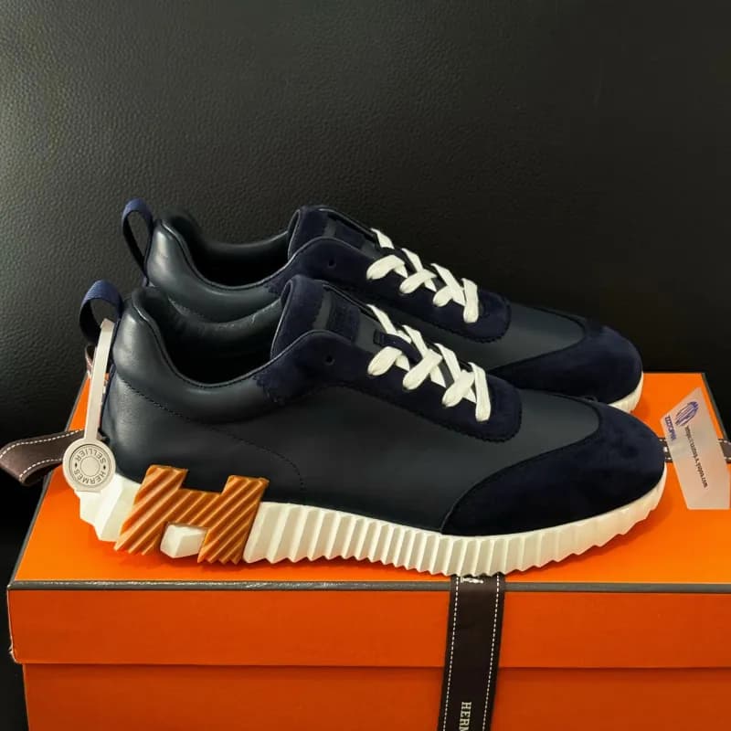 Hermès H-Boot Sneaker Navy Suede and Leather