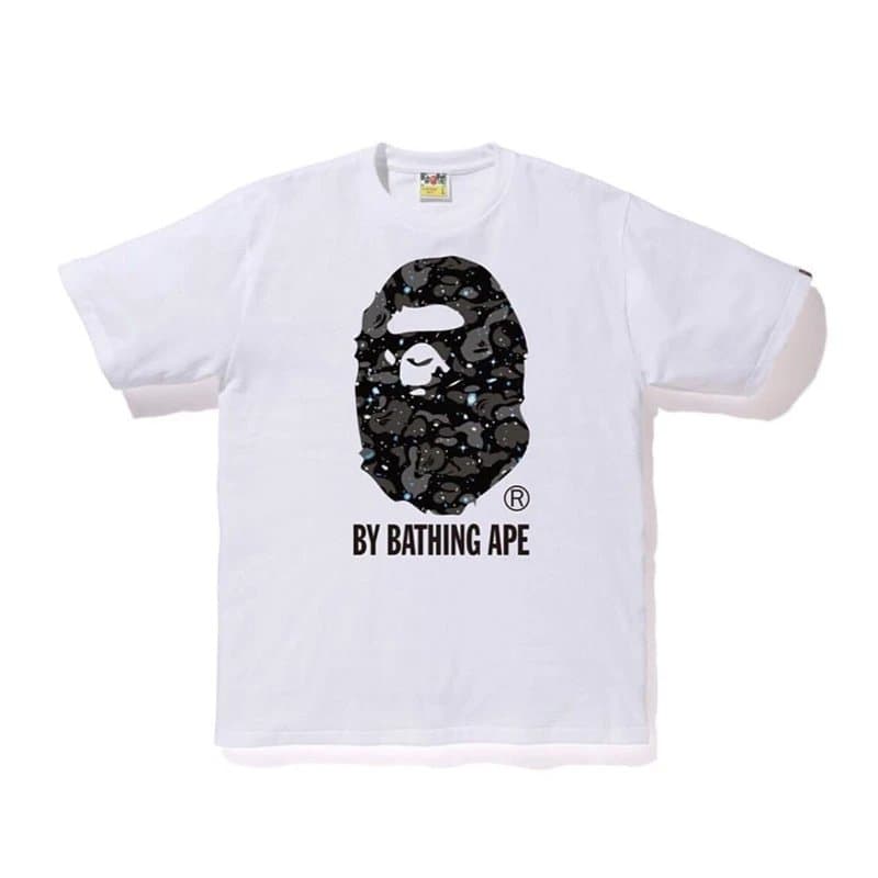 BAPE Zipper Tee Shark Face Print — 浅蓝色  5223白色