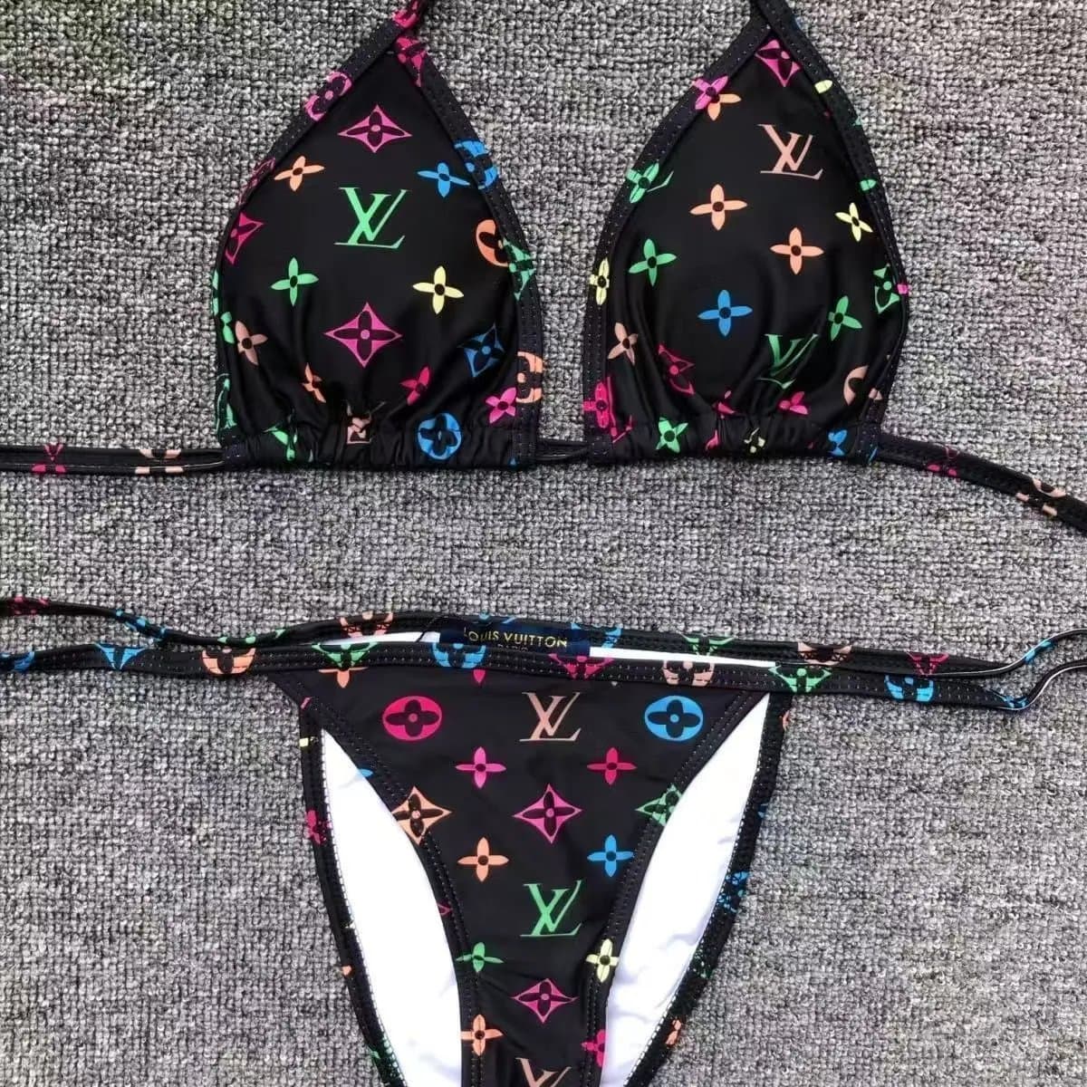 Gucci GG Monogram Bikini Set Beige Brown Print — 37