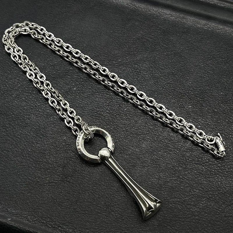 Chrome Hearts Cross Pendant Ornate Fleur-de-Lis — 60CM · CX113 letter chain