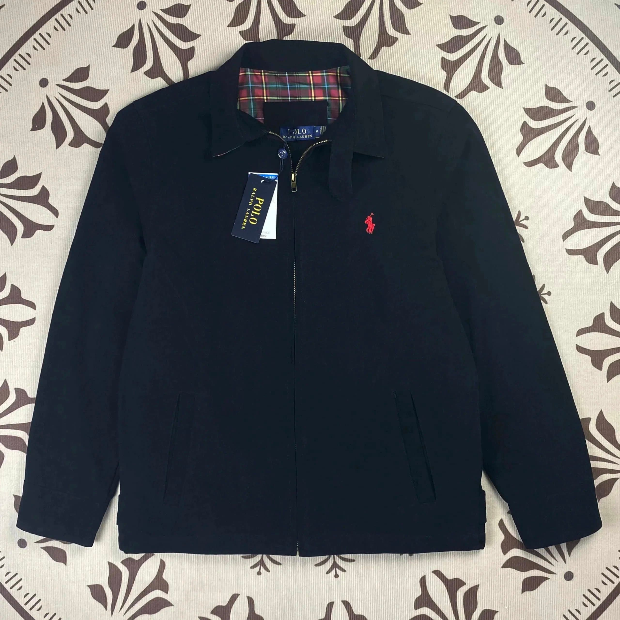 Polo Ralph Lauren Classic Fit Cotton Jacket Black with Tartan Lining