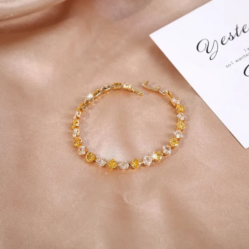 Cubic Zirconia Tennis Bracelet Full Crystal — 4mm｜白黄方钻
