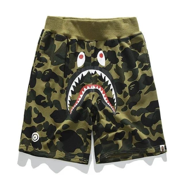 BAPE Shark Shorts Camo Split — 16军绿迷彩