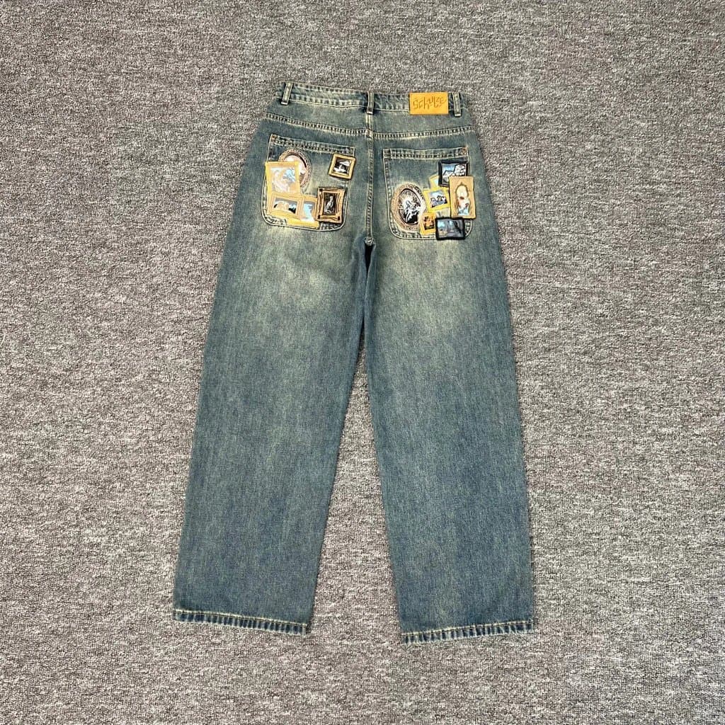 Corteiz Patchwork Jeans Art Print Patches