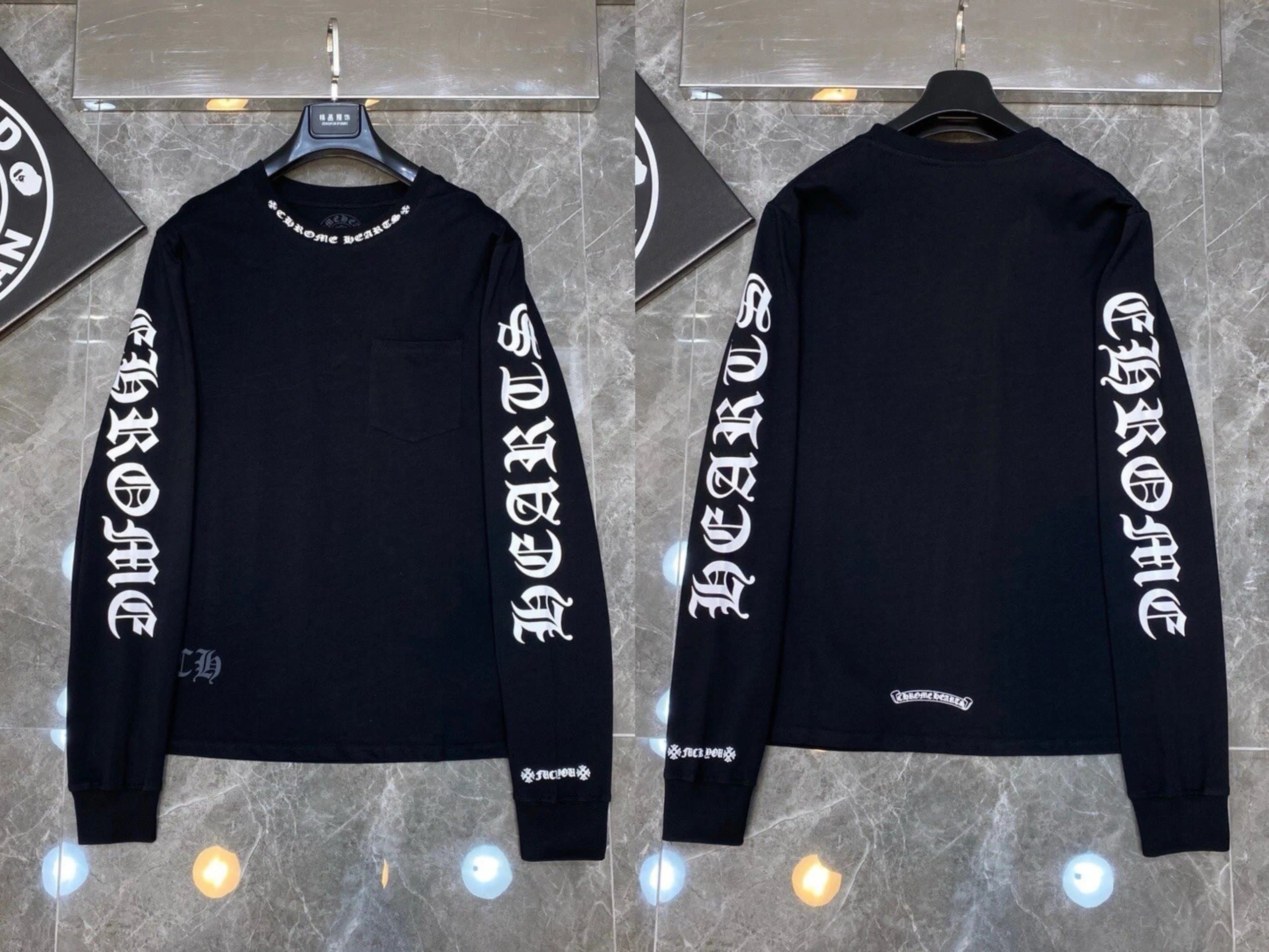 Chrome Hearts Long Sleeve Tee Cross Logo Sleeve