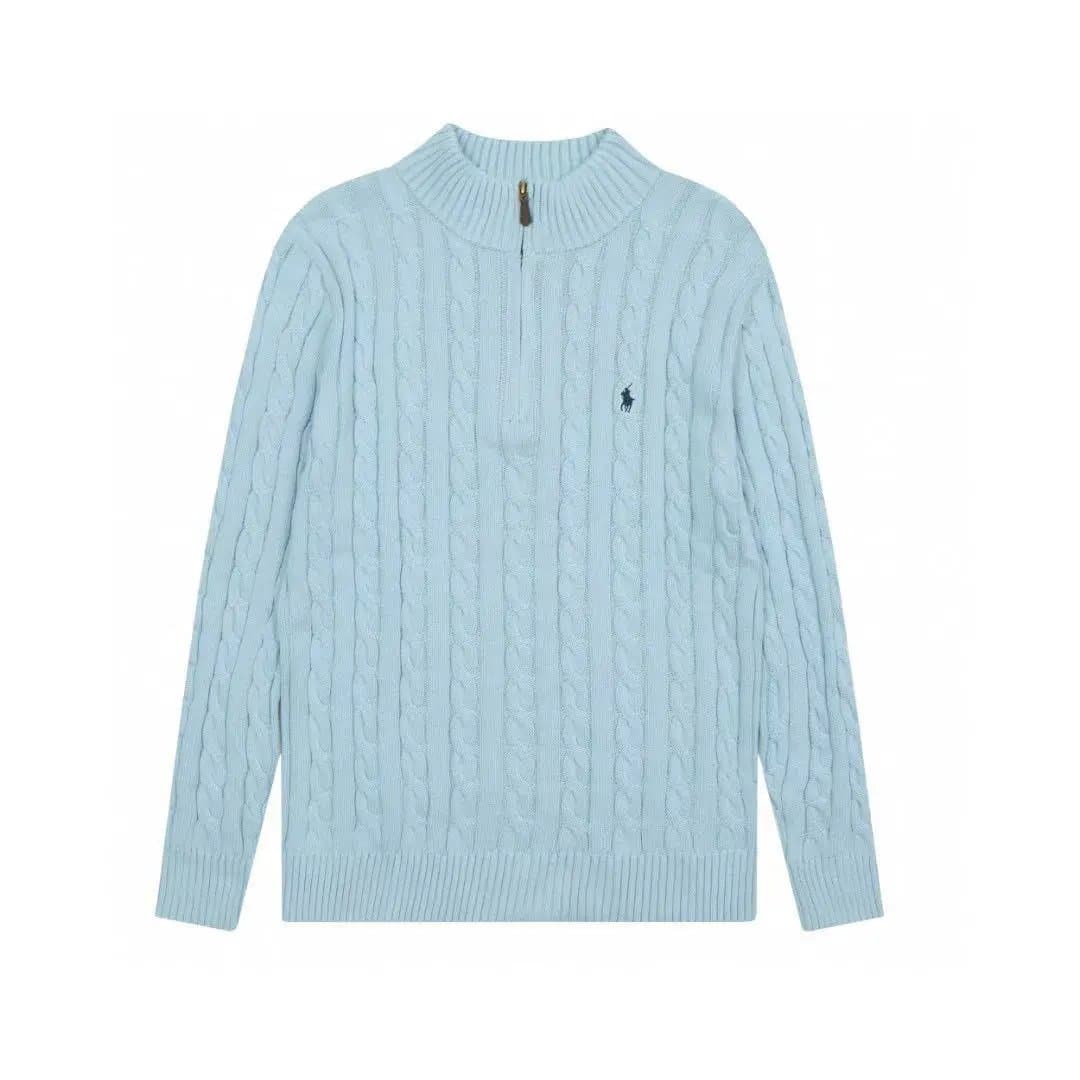 Polo Ralph Lauren Cable Knit Half-Zip Sweater Light Blue