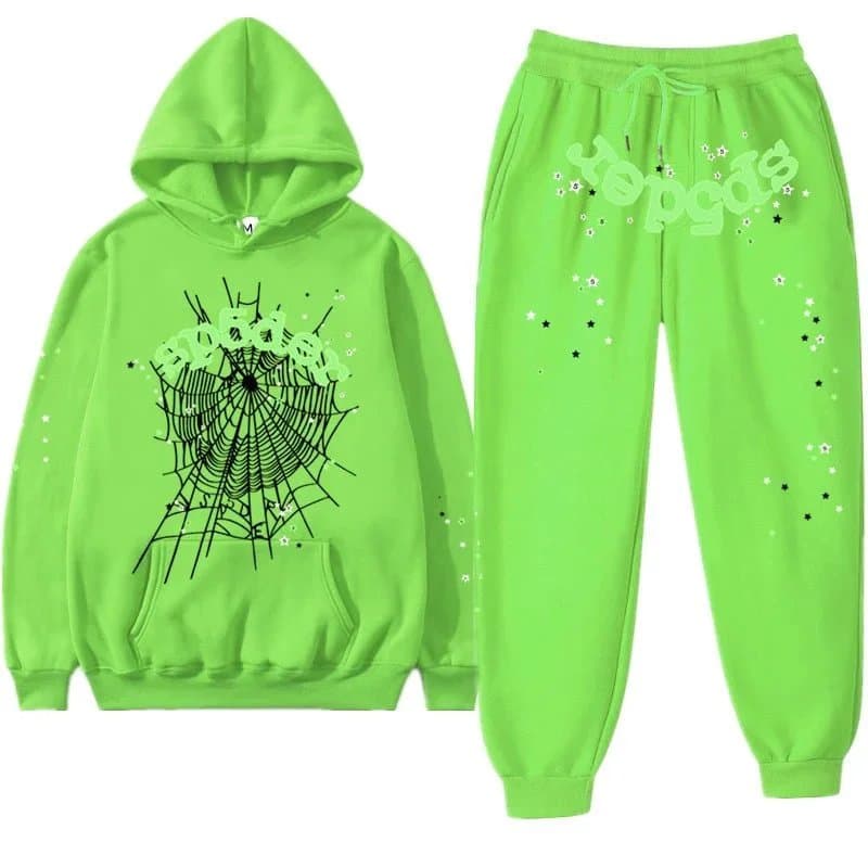 Corteiz Hoodie and Joggers Set 555 Graphic — 19荧光绿