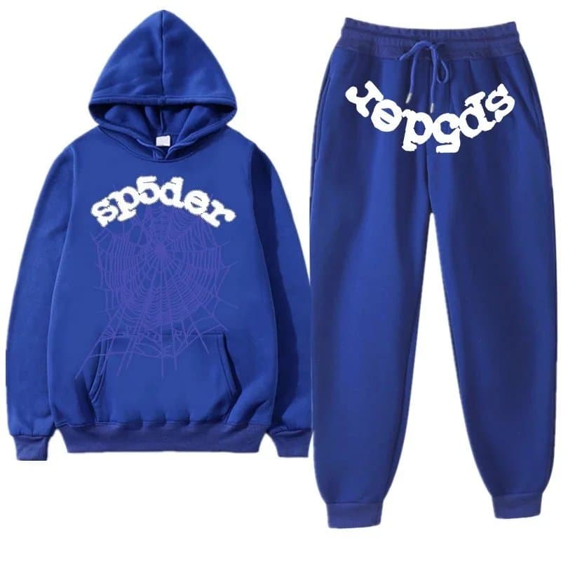 Corteiz Hoodie and Joggers Set 555 Graphic — 宝蓝