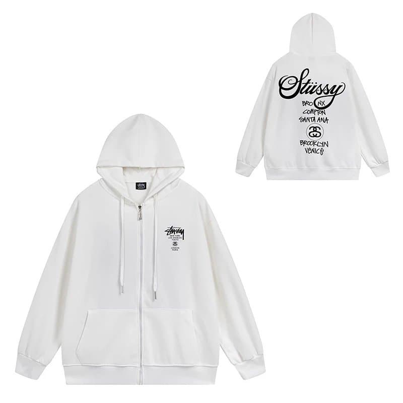 Stüssy Zip-Up Hoodie Classic Logo — 706白色