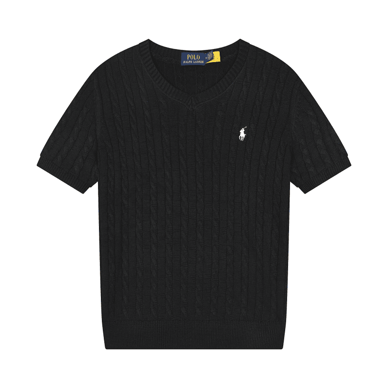 Polo Ralph Lauren Cable Knit Polo Light Blue — 605黑色白