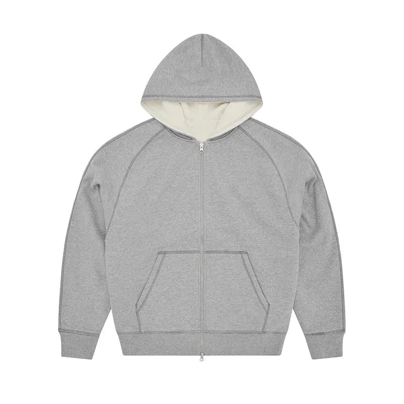 Fear of God Zip-Up Hoodie Heather Grey with Cream Lining