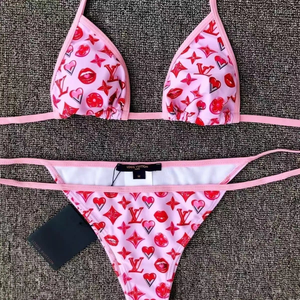Gucci GG Monogram Bikini Set Beige Brown Print — 36