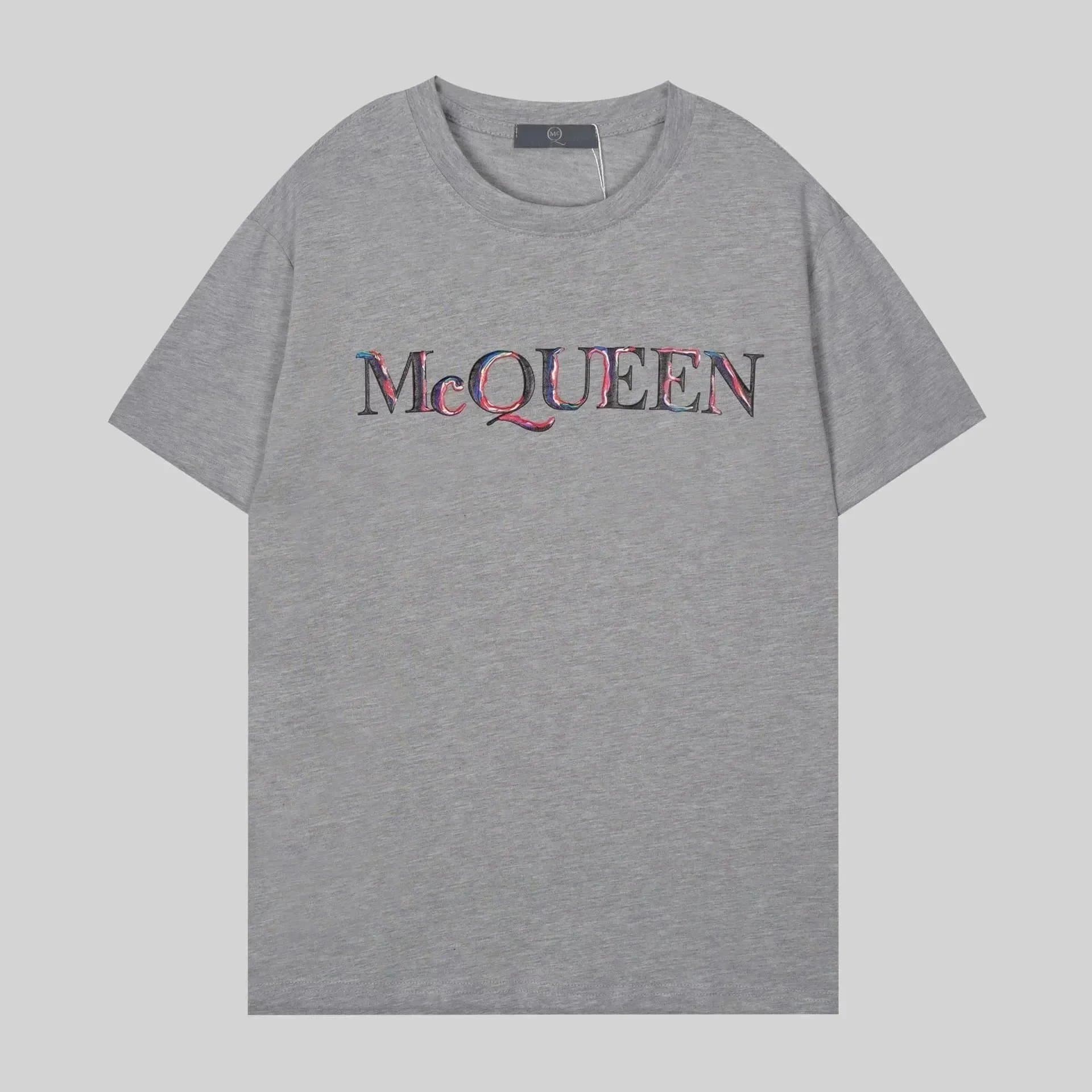 Alexander McQueen Graphic T-Shirt Floral Logo Print — G1052灰