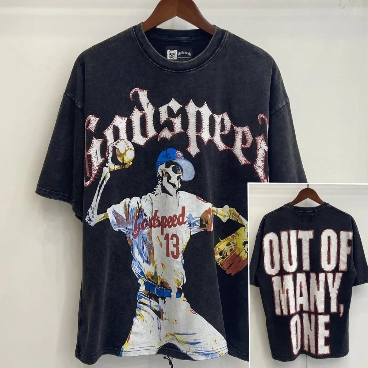 Godspeed Baseball Skeleton Tee Out of Many, One