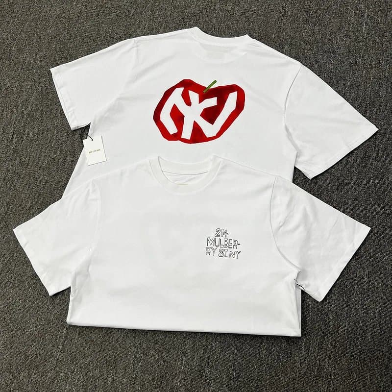 KAWS × Mulberry Apple Tee Red Apple Logo
