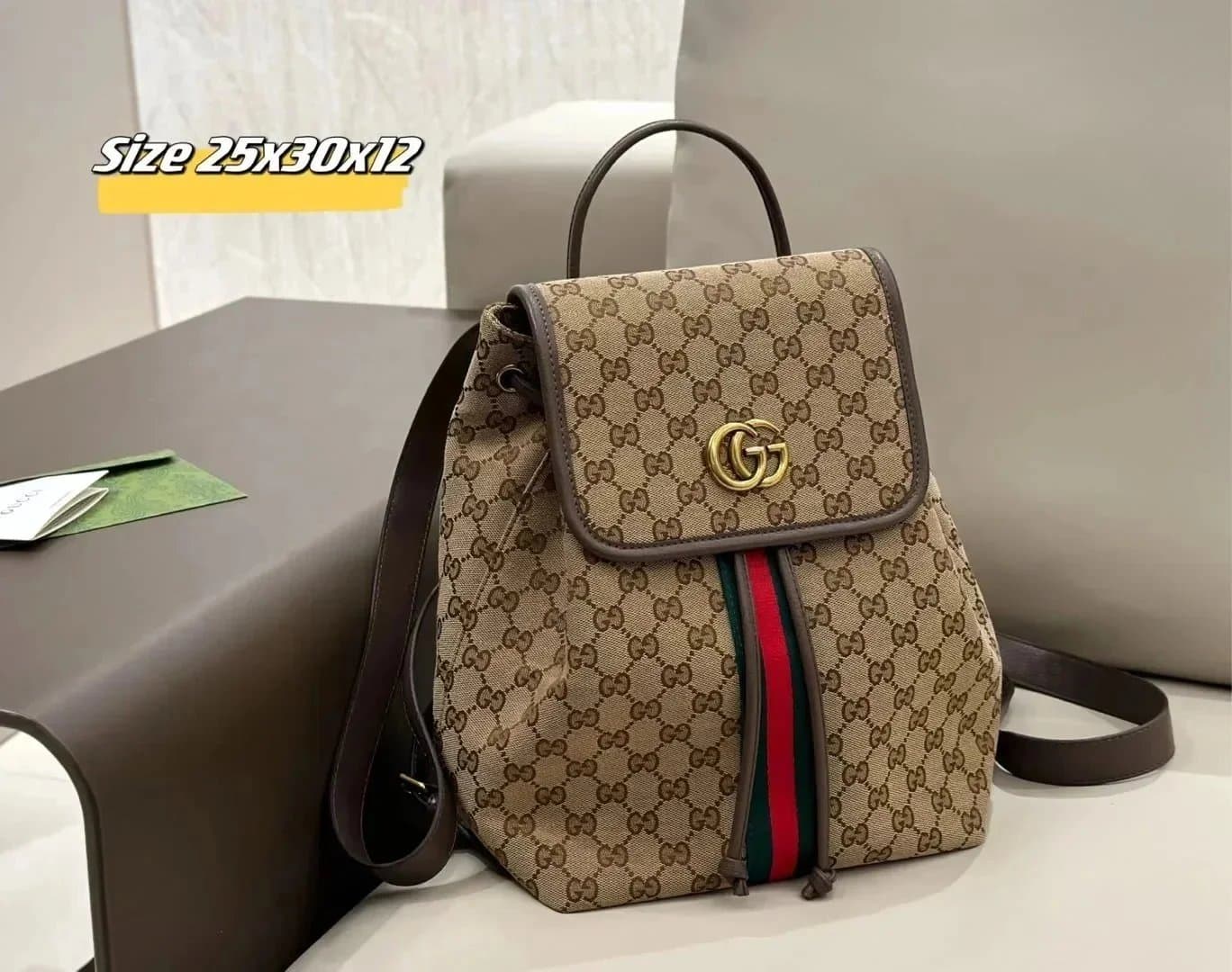 Gucci GG Marmont Backpack Web Stripe